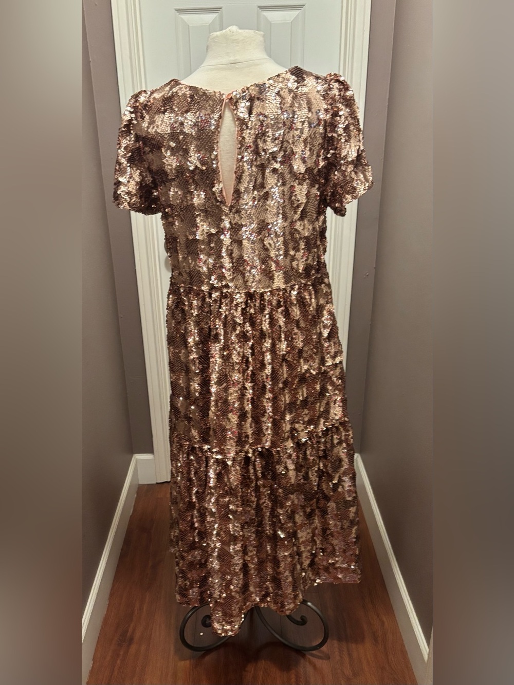 Rose Gold Sequin Tiered Maxi Dress - Picture 7 of 7